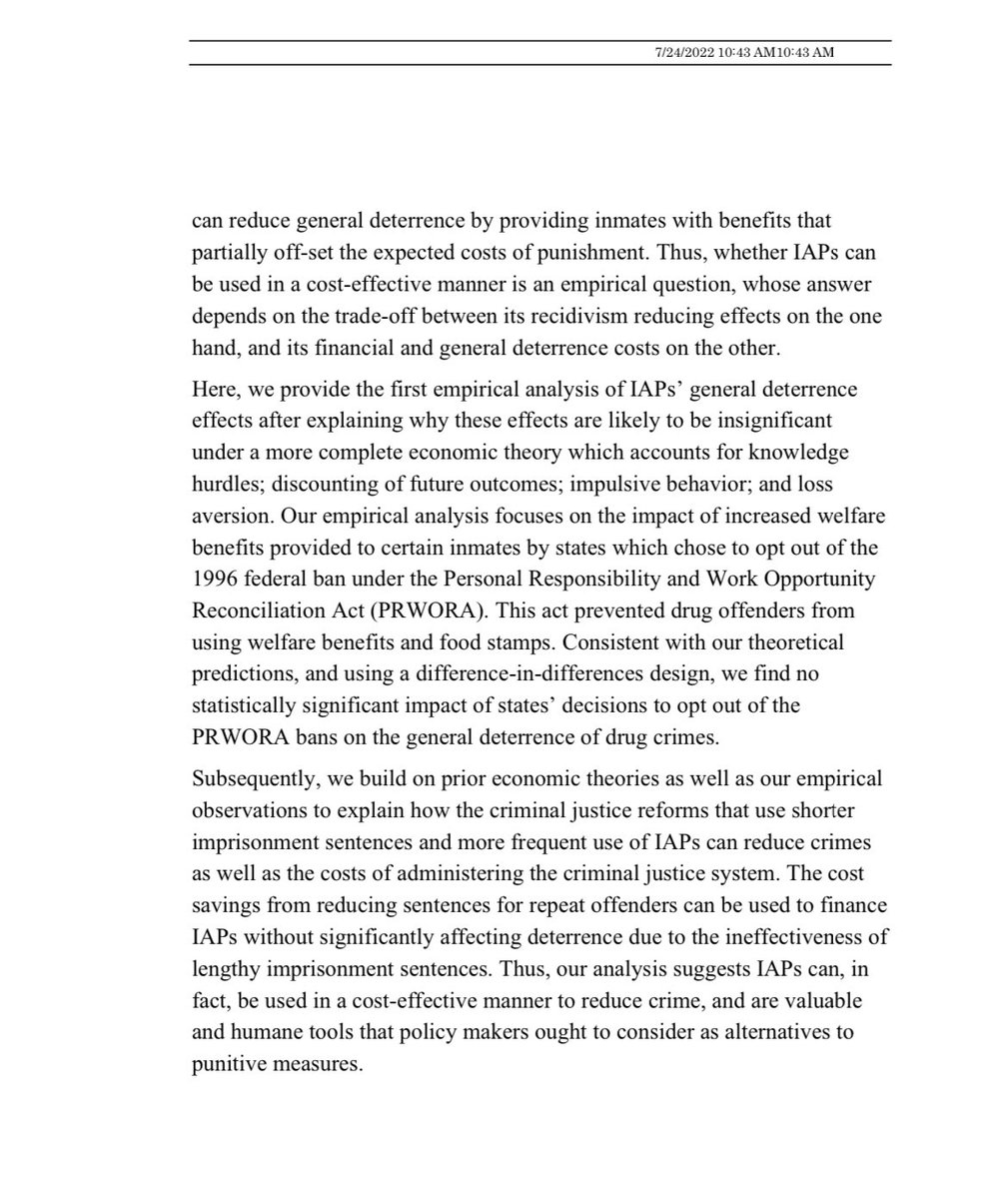 Erkmen G. Aslim (@girayaslim) on Twitter photo 🚨 New WP Alert 🚨
“Inmate Assistance Programs: Toward a Less Punitive and More Effective Criminal Justice System” (joint w/ <a href="/MuratCMungan/">Murat C. Mungan</a> & Yijia Lu)
Link: papers.ssrn.com/sol3/papers.cf… 🚨 New WP Alert 🚨
“Inmate Assistance Programs: Toward a Less Punitive and More Effective Criminal Justice System” (joint w/ <a href="/MuratCMungan/">Murat C. Mungan</a> & Yijia Lu)
Link: papers.ssrn.com/sol3/papers.cf…