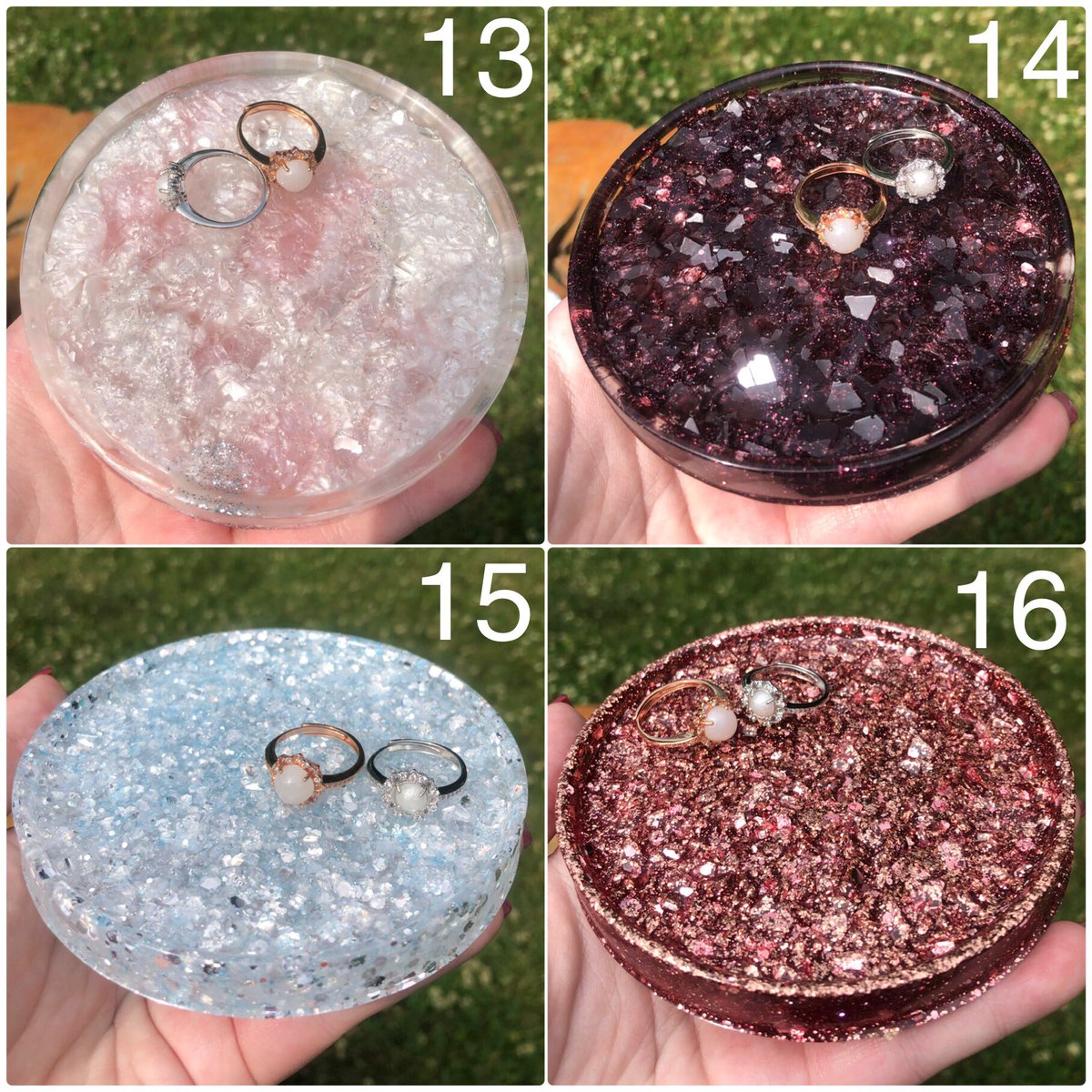 Memory_chase's tweet photo. ✨🚨 CLEARANCE SALE 🚨✨

These crystal jewelry dishes are made out of epoxy resin and are 4 inches. They have cork on the bottom as well. 

$15 shipped. Dm me to claim! 

#epoxy #resin #SmallBusiness https://t.co/18bahu1ZBF