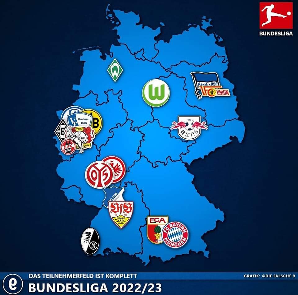 amersport27's tweet photo. ¶ توزيع أندية البوندسليغا 🇩🇪 لموسم 2022/2023 :

• شمال الراين - فيستفاليا : 6 أندية كاملة [ بوروسيا دورتموند 🟡 باير ليفركوزن 🔴 شالكه 🔵 كولن 🔴 بوروسيا مونشنغلادباخ 🟢 بوخوم 🔵 ]

• بادن فورتمبيرغ : 3 أندية [ فرايبورغ ⚫ شتوتغارت 🔴 هوفنهايم 🔵 ]

#BDZF
#Bundesliga https://t.co/mpkauRGdHN