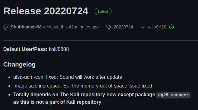 Shubhamvis98's tweet image. #fossfrog @kimocoder @Re4sonKernel @yesimxev @linmobblog @tuxphones
New Release of #KaliLinux for @thepine64 #PinePhone. Now totally depends on Kali repository with some bug fixes. 👏