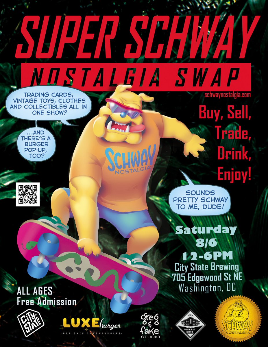 SchwayNostalgia's tweet photo. Gettin closer to 8/6 if your in the dc area mark your calendars for the Super Schway #NostalgiaSwap at @citystatebeer! It’s free entry and a lot of amazing local vendors! As well as awesome beer and burgers 🍔! #dc #dmv #local #HellYeah https://t.co/EtcKcWwMI9