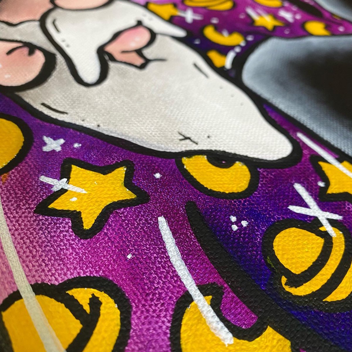 Abracadabra! 
10”x20” canvas - $225

The word Abracadabra literally means “I create as I speak”. The magician and more specifically the wand symbolizes creativity. Sprouted leaves on the wand traditionally represent balance between the physical and spiritual.