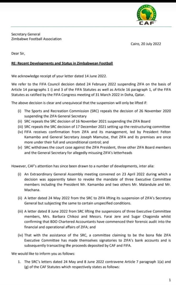 NewsPlugzw's tweet photo. CAF demands Kamambo’s reinstatement, orders ZIFA to stop using FIFA funds #NewsPlug https://t.co/RW8dznHorb