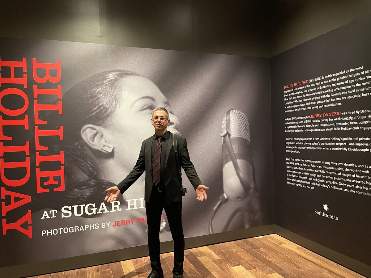 JudyTungMD's tweet photo. Got a personal tour of this amazing Billie Holiday exhibit by photographer Jerry Dantzic @NewarkMuseumArt from his son, Grayson Dantzic. #LaborOfLove  #HonoringDad https://t.co/egiZa970xJ