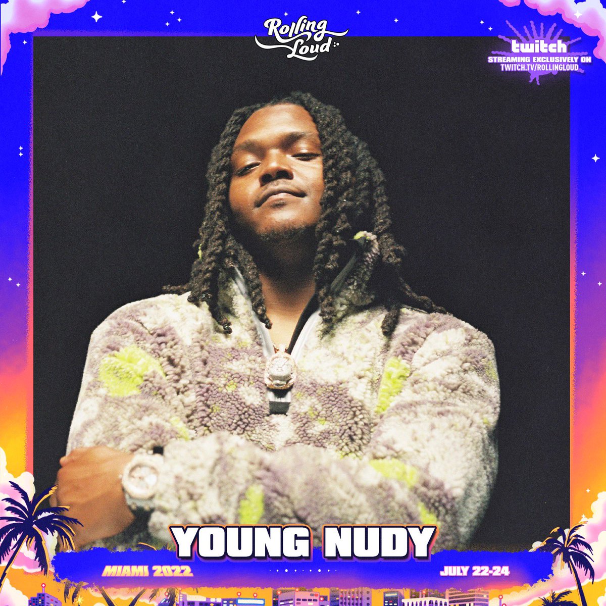 PDE_YOUNGNUDY's tweet photo. Headlining Monster Energy Stage. 10:10pm. @RollingLoud https://t.co/5jAZ2WcoYW