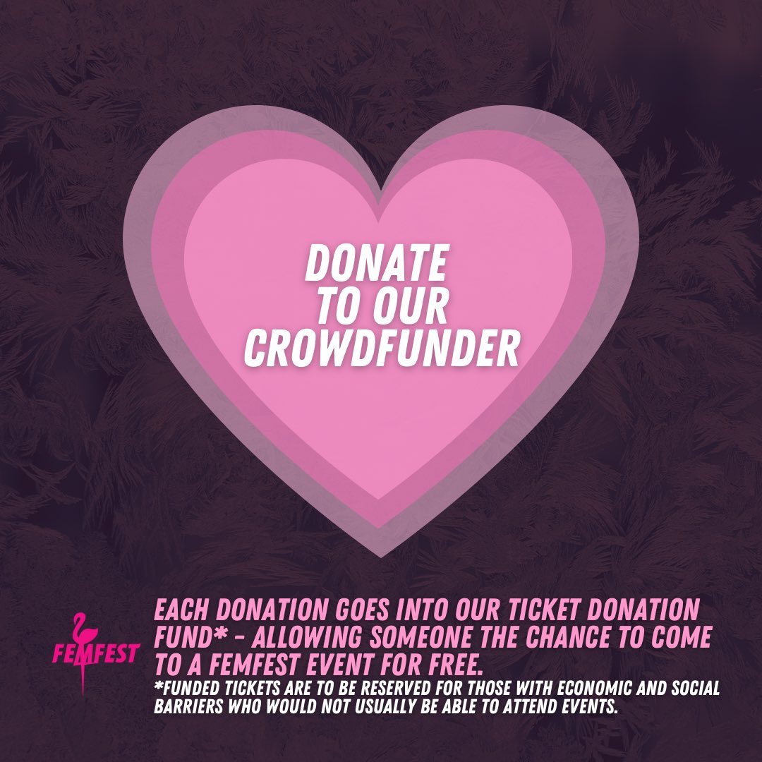 hello babes! 

just a sweet sunday reminder that we r fundraising for #femfest2023 - we’re aiming to make the fest more accessible (w/ funded tickets and no economic barriers to artists). 

click this link for more info + 2 donate or plz SHARE!🥹 gofund.me/4fbea746 🥹