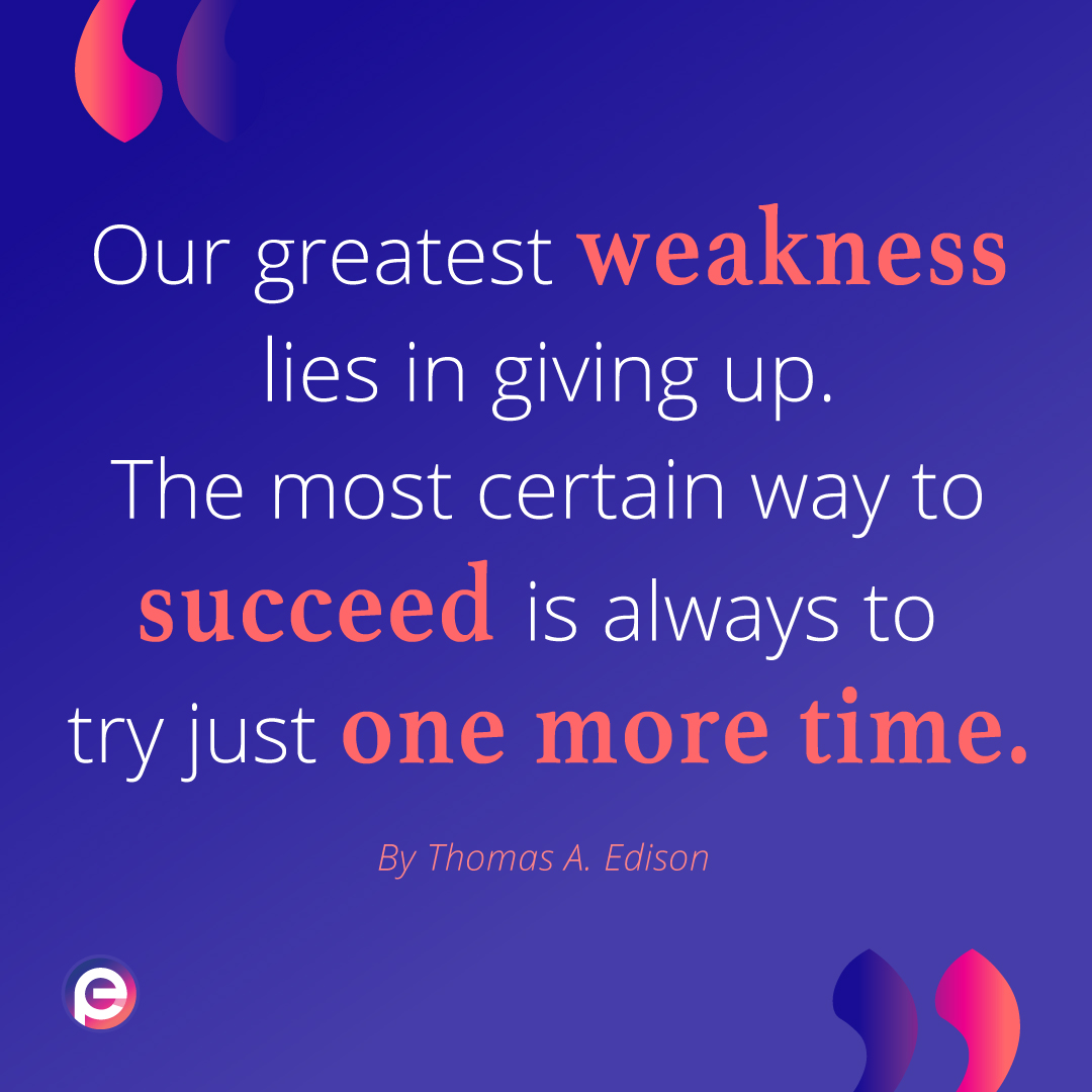 pixecart's tweet photo. ✨ Quote of the day ✨ “Our greatest weakness lies in giving up. The most certain way to succeed is always to try just one more time.” By Thomas A. Edison ❤️ Share if you know someone who needs a bit of motivation to keep pursuing their dreams. #thomasaedison #nevergiveupquotes https://t.co/k5N4Pd2JO4