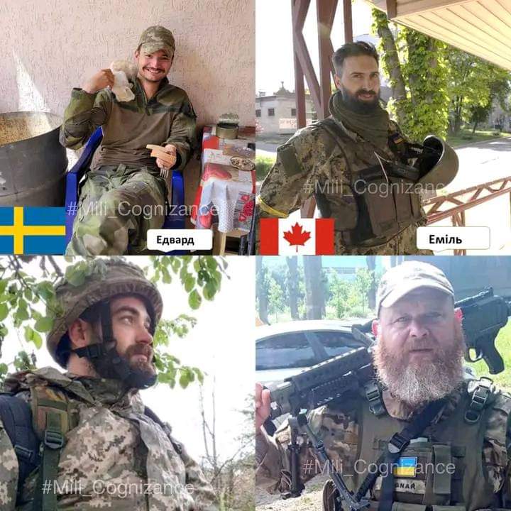 قتل اربع مرتزقة متطوعين اجانب من الفيلق الاجنبي النازي اثناء محاولتهم اجلاء جندي جريح اثناء الاشتباكات مع الجيش الروسي بالقرب من سيفرسك. 
المرتزقة هم  :▪️ادوارد باترينياني من السويد  🇸🇪 ▪️إيميل انطوان روي سيروا من كندا 🇨🇦▪️لوك لوتسيهين من الولايات المتحدة 🇺🇸▪️بريان يونغ من 🇺🇲