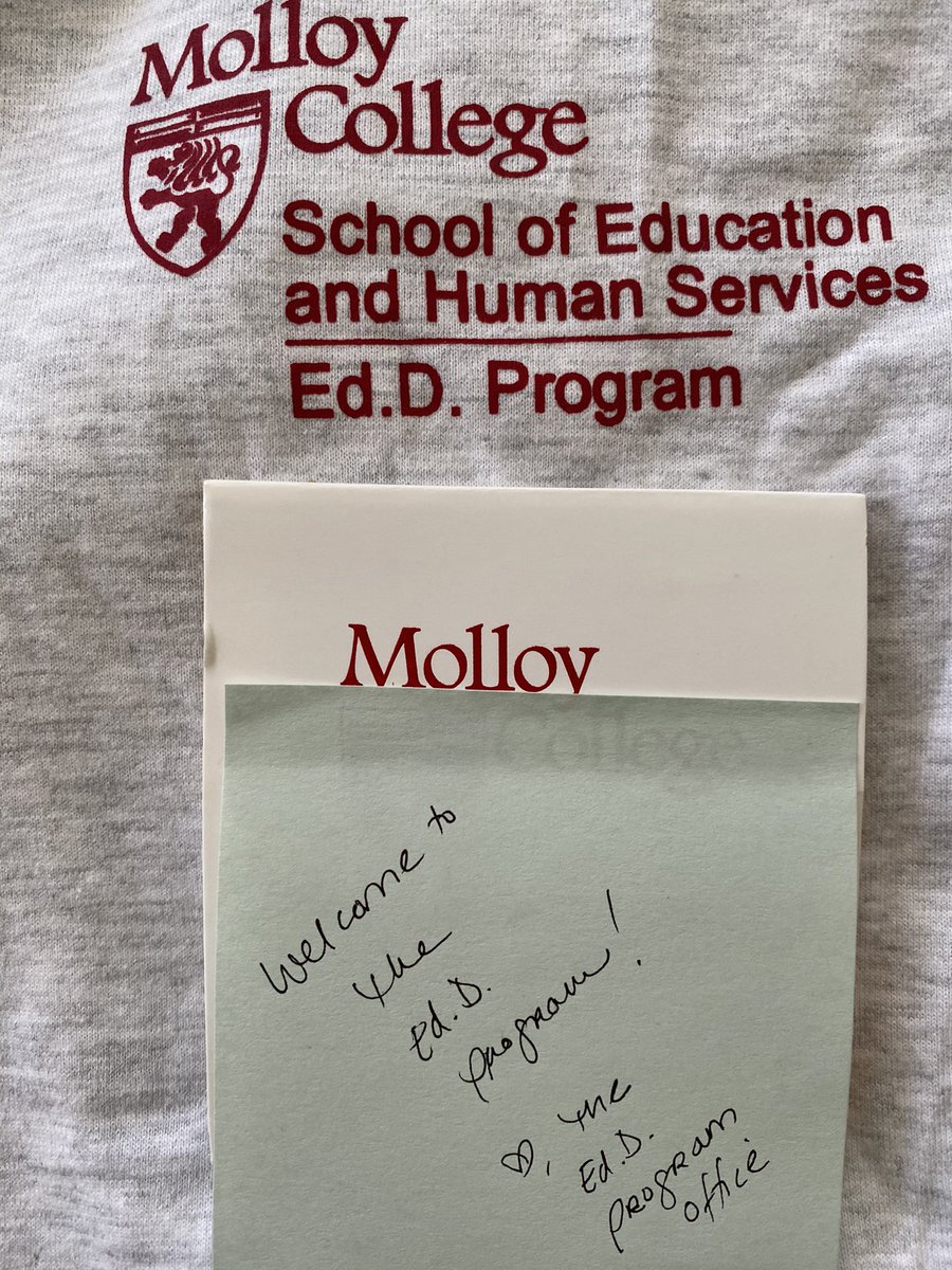 Excited to begin my Doctoral studies at Molloy and engage in collaborative exchanges of academic discourse to best meet the needs of learning communities! Thank you @MolloyEdD for the welcoming gift! 📚📝 #doctoralstudies #edd #molloy #education