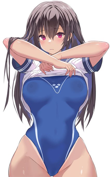 何も気がついていない競泳水着JK(再掲 