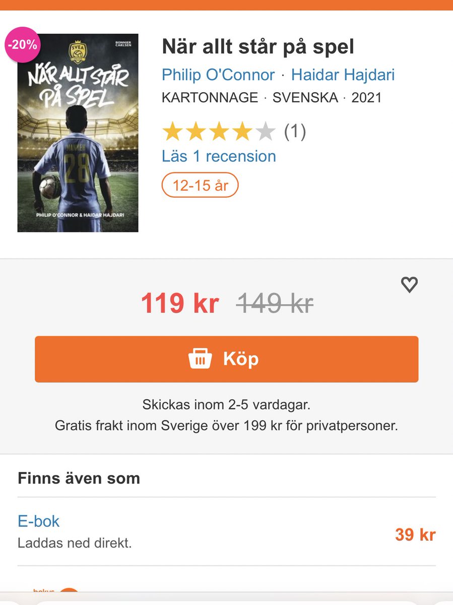 Nu när det blev en massa ovärdigt tjafs om matchfixning tycker jag ni ska passa på att köpa <a href="/philipoconnor/">Philip OConnor</a>’s och @Haidar_Bambi’s ungdomsbok När allt står på spel. Och sen fortsätter ni med andra delen Utan offer ingen seger. Mycket bra böcker!