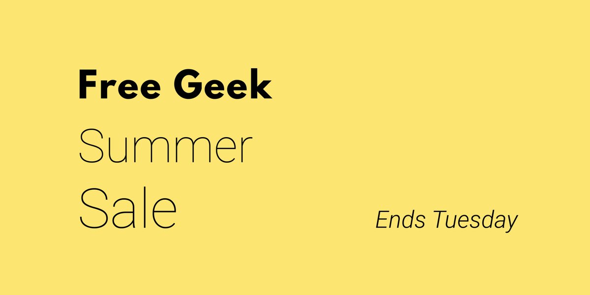It's your last chance to get some sweet summer deals, as the Free Geek Summer Sale ends this Tuesday, July 26th. 
Find out what's still available here: freegeek.myhelcimstore.com/category/sale/