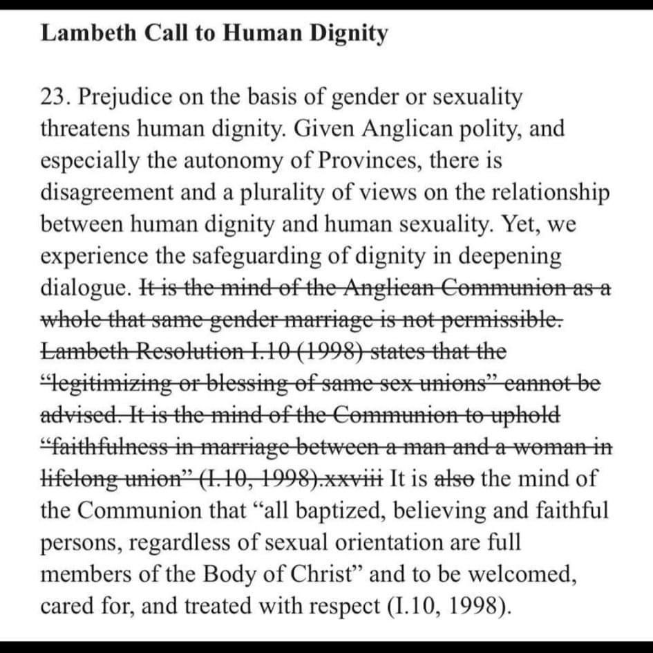 Thank you Susan Russell for editing the Lambeth “Call” to Human Dignity: