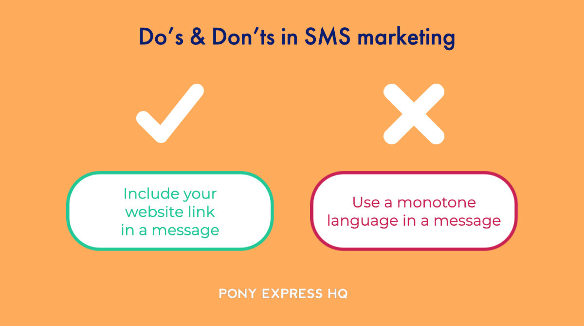 PonyExpresshq's tweet photo. Do's and don'ts in SMS marketing.
✅ ❌
https://t.co/CTKaX54DZk
#DoandDont #SMStips #marketingtips #localbusiness #smallbusinesses #smallbiz #marketing #retailnews #cannabiscommunity #ecommercebusiness #digitalmarketing https://t.co/MNMHImpcrO