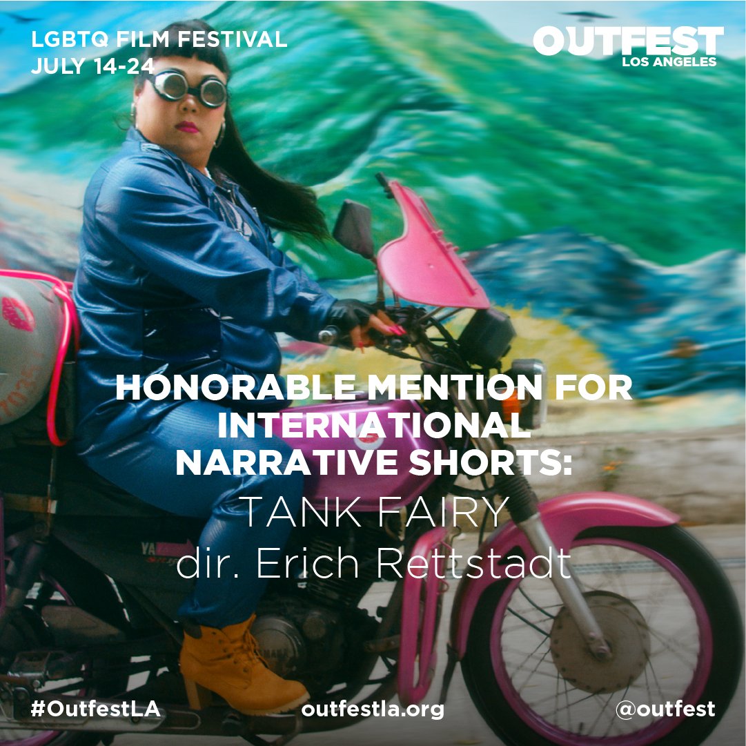 Outfest's tweet photo. It’s time for the grand jury prizes! The #Outfest40 Grand Jury Prize for Outstanding International Narrative Short goes to… @daniabdeir's WARSHA! Honorable mention to Erich Rettstadt’s TANK FAIRY. #OutfestLA https://t.co/9RM8e2c3Qy