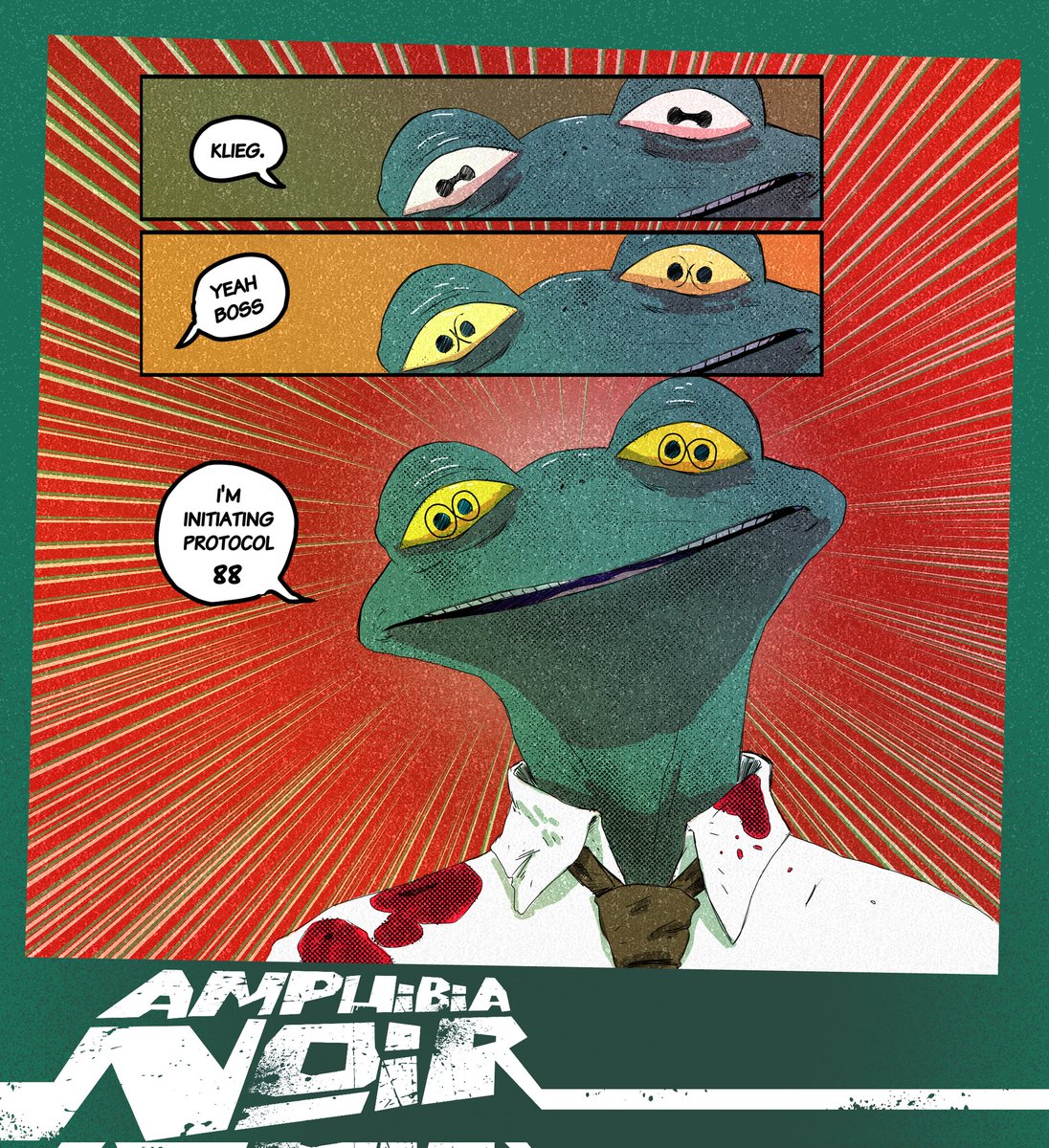 With the next part of #amphibianoir on the way, thought I best keep reminding people it will be coming, and it is going to be another wild ride.

#indiecomics #indie #localcomic #australiancomics #frog #comicbook #digitalart #sequentialart #loganfrench