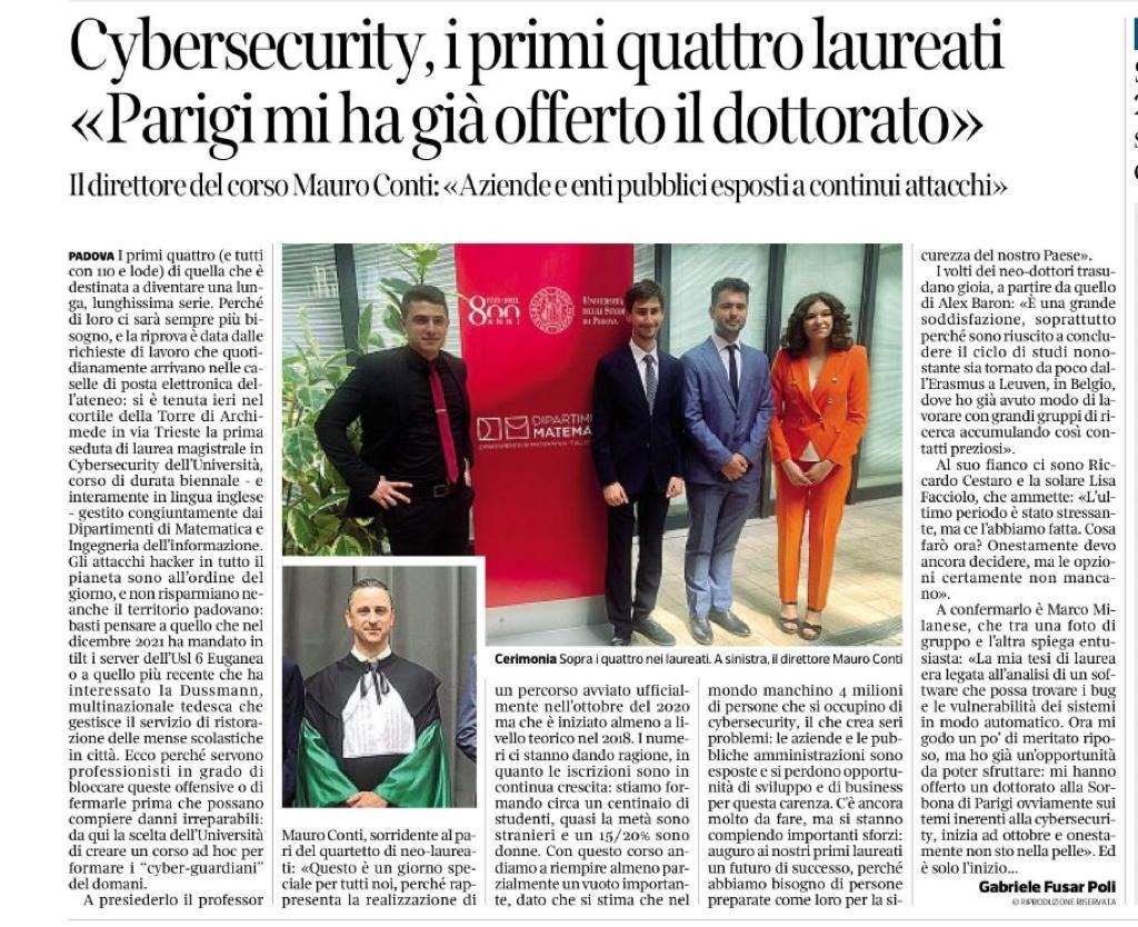 mauroconti_'s tweet photo. Extremely happy and proud for the first Graduation Day of our new Cybersecurity Master Degree at the University of Padua!

https://t.co/8ma1omtpHJ https://t.co/qM4z0Sg6VH