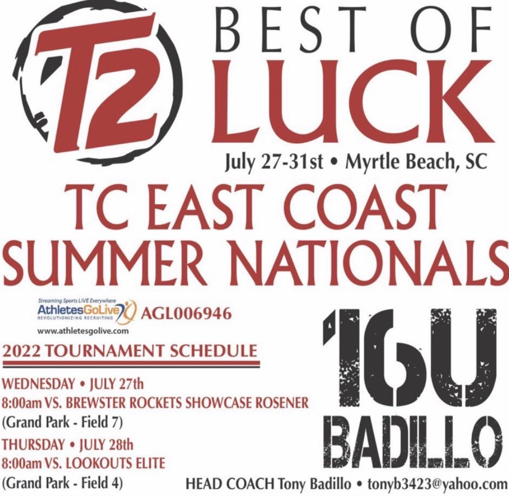 This week I will be headed to Myrtle Beach, SC with T2 16U Badillo!! Here’s our schedule so far! <a href="/Turnin2Badillo/">T2 Premier 18U Badillo</a>