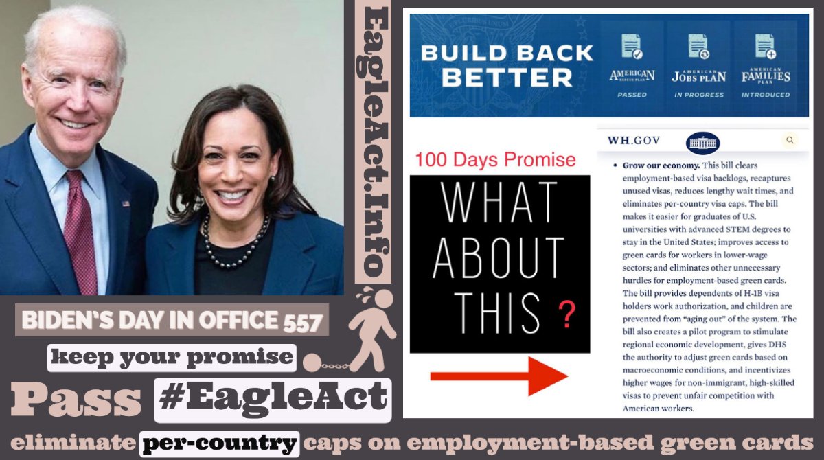 GCBCoalition's tweet photo. .@POTUS, @VP: Day 557; where is your Promise? @SenSchumer @SenatorDurbin @RepZoeLofgren @USCISDirector 

Indian immigrants endure racism👇
—Discriminatory per-country caps
—@USCIS delays processing 485 applications
—#H4EAD Women put out of work
—#H4kids age out

📌PASS #HR3648 https://t.co/Ui57JgVXk4