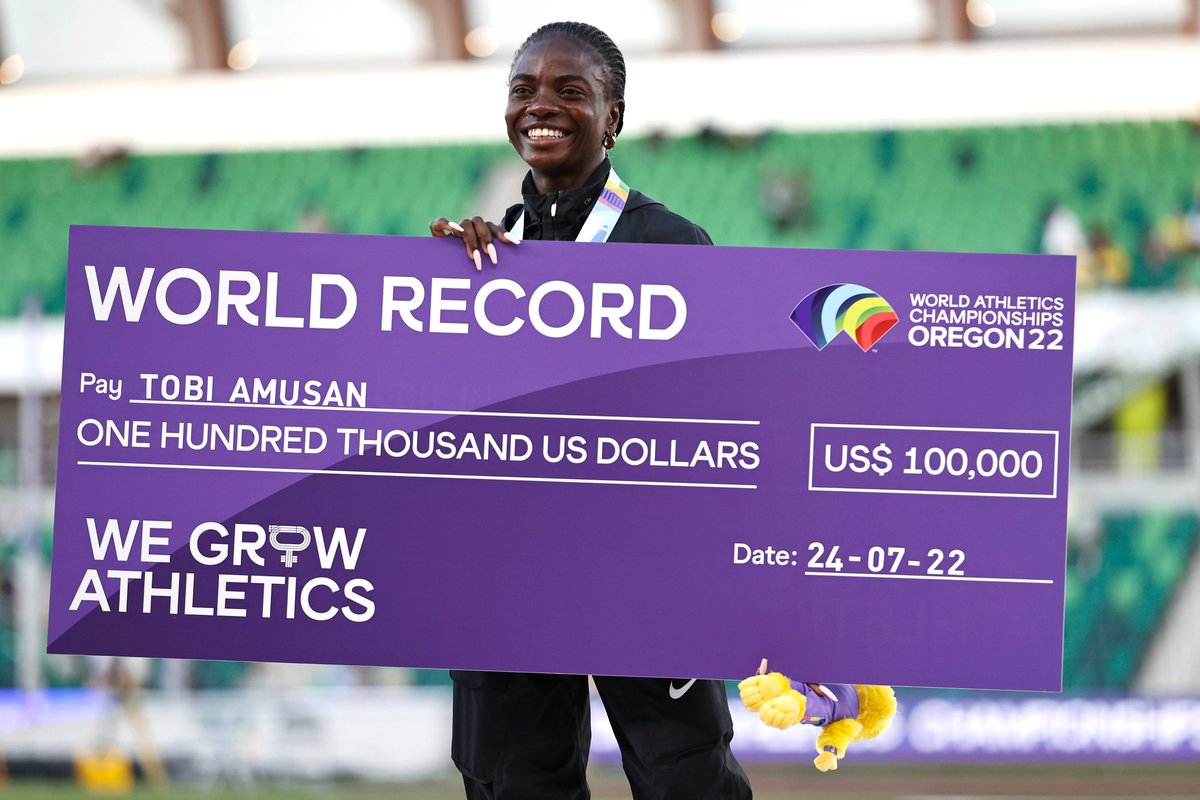 👏 Tobi Amusan

Continuing to put our pledges towards greater gender equality into practice.

#WeGrowAthletics by proudly funding the women's world record programme at #WorldAthleticsChamps.