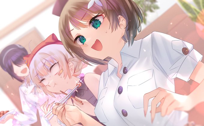 しろこまで謎飯食べてるときが好きなんですラクガキです!🤍🤎 #こまるんあーと #あおぎり高校美術部 