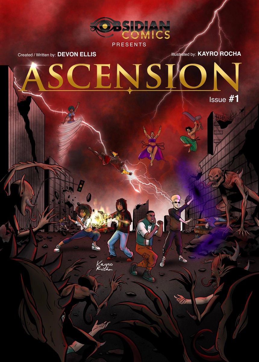 Front Cover of #Ascension!!  LINK IN BIO!  #blackcomics #foryou  #trending.  #blackmanga #blackanime
#comics  #manga  #anime #blackexcellence #Afrocomics #blackowned #blerd  #obsidiancomics #indie #indiebooks #indiecomics #blackauthors  #entertainment