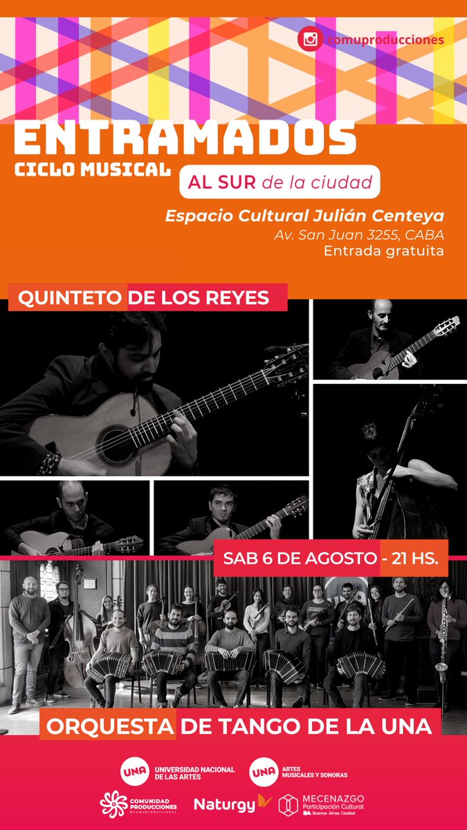 Continúa el #Entramados en el <a href="/ECJCenteya/">Julián Centeya</a> ! Quinteto de los Reyes + Orquesta de Tango de la UNA!
.
.
#gratis #entradagratuita #Mecenazgo #tango #guitarplayer #guitarra #quehacerencaba #vacationmode #vacaciones #musica #music #art #arte