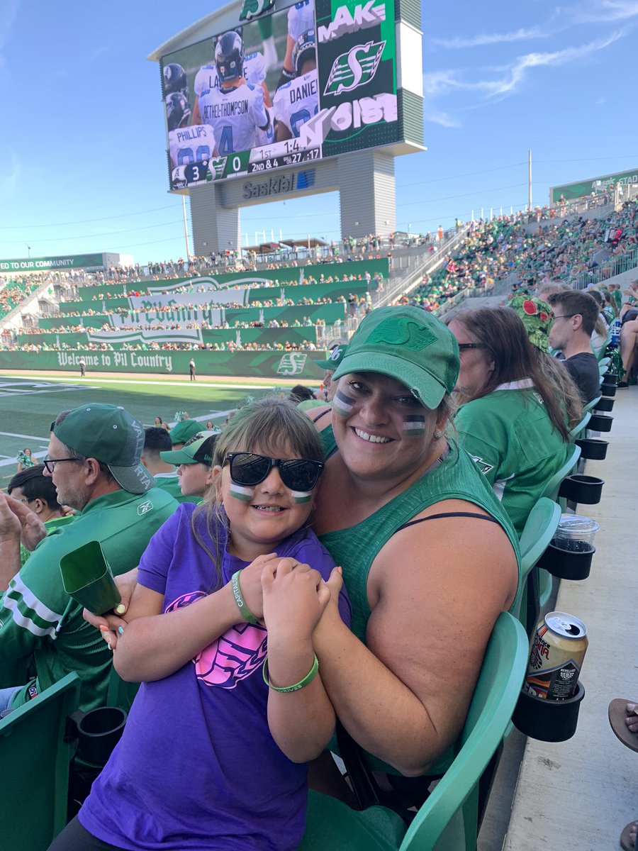 aaweld's tweet photo. Mom and Sloan cheering on the @sskroughriders  #RidersLive https://t.co/TJs4LIgPd9