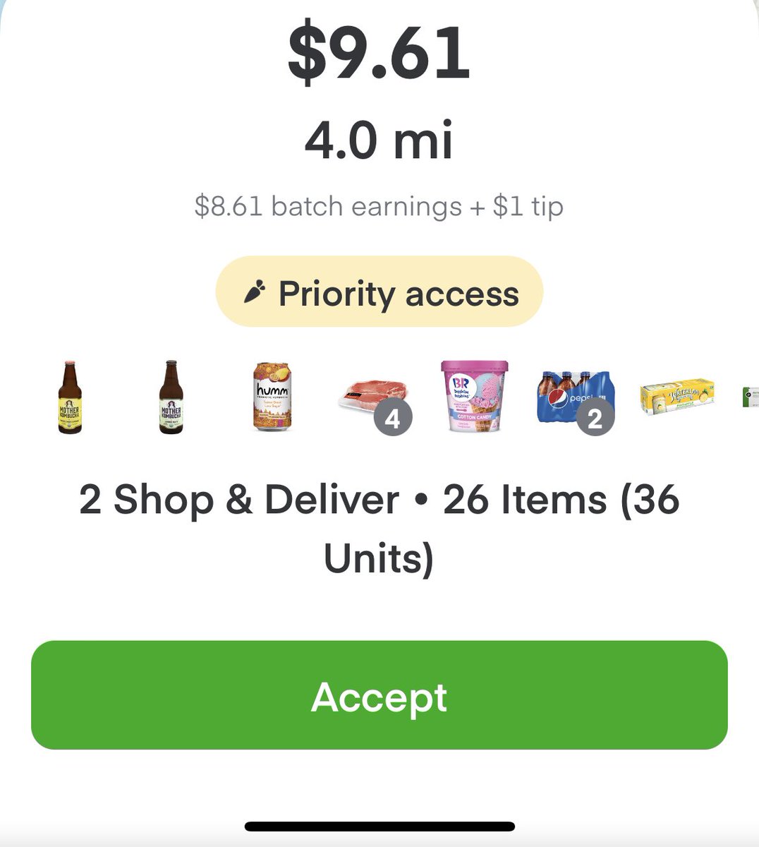 Exposeinstacart's tweet photo. Oh shit now the pay was lowered from $12.61 to $9.61 lol 🤡#instacart #diamondcart #priorityaccess @fidjissimo @apoorva_mehta @Instacart #slavery #joke https://t.co/zNU0g7hiyB