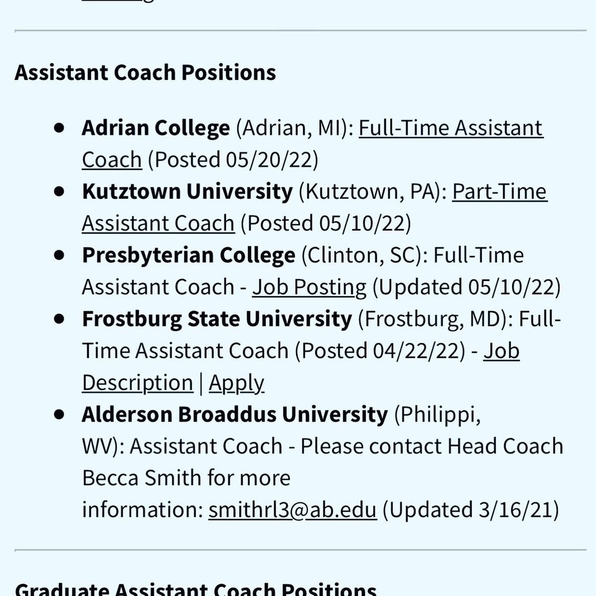 theNCATA's tweet photo. Visit individual school websites for job applications or https://t.co/m4C02WzY76 for more info! If you have a background in Acro, cheer, tumbling, gymnastics or the like, you can have a career in this sport!  #jobopenings #ncata https://t.co/34z1zWEW24