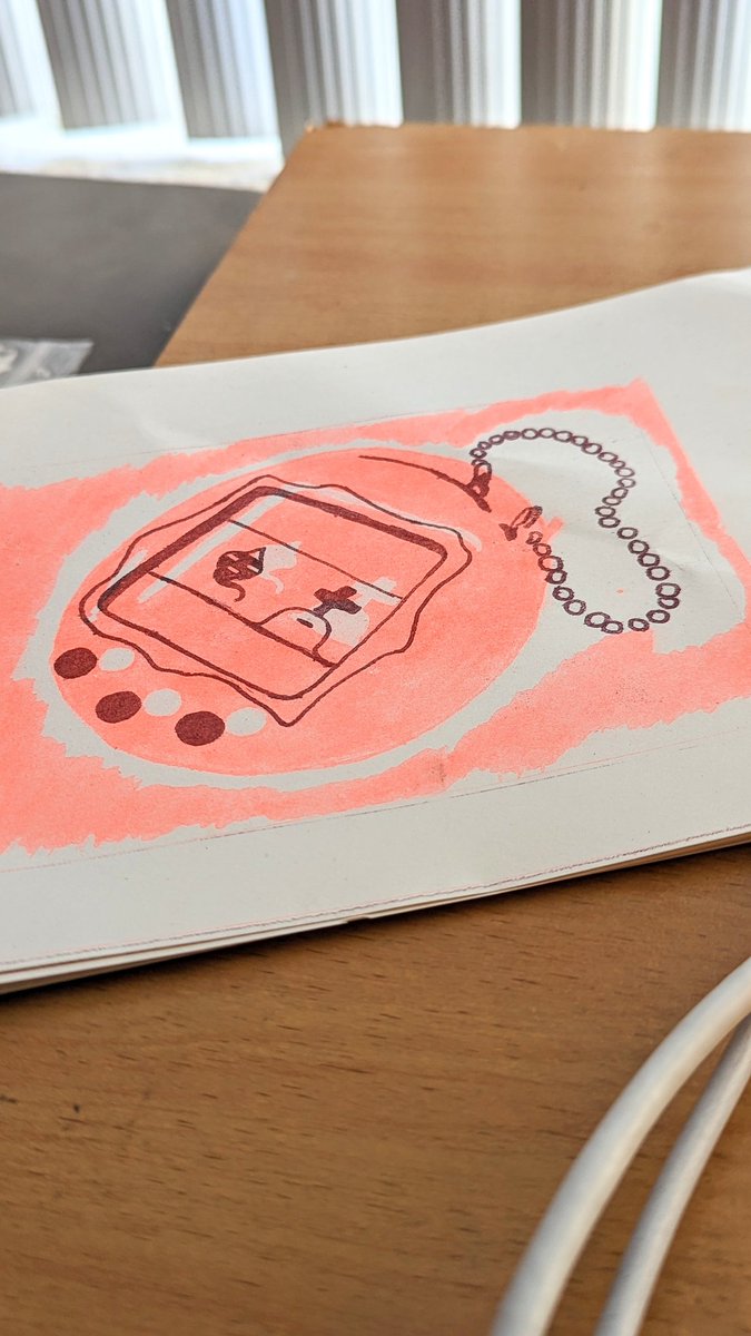 jisucaa_'s tweet photo. would anyone actually be interested in buying these as original prints? I've been thinking of selling what I have left of this RISO print dead tamagotchi. I only have a limited quantity of these and I really want to redesign it as a sticker owo. https://t.co/WnGiW6S59L