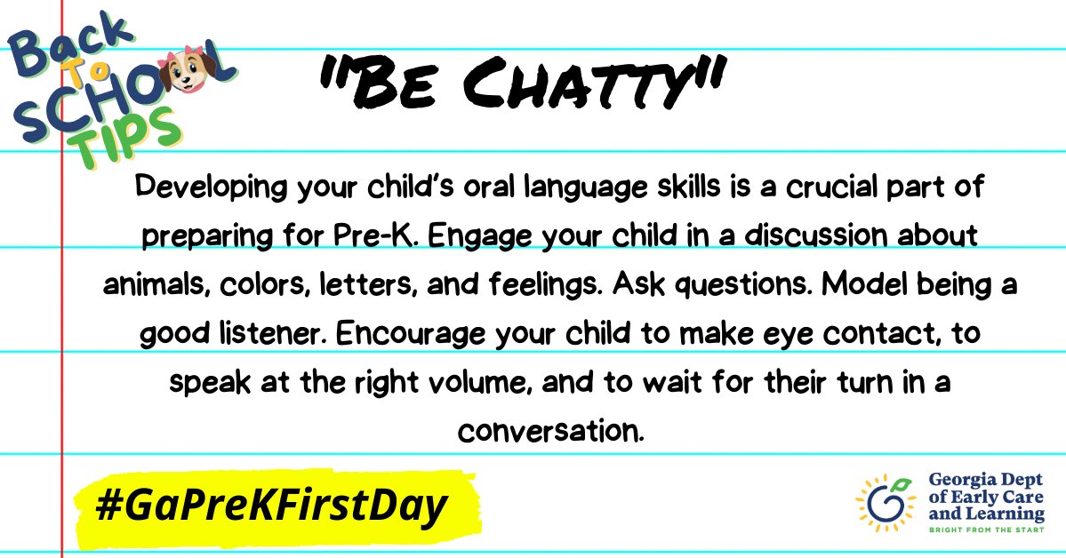 GADeptEarlyCare's tweet image. A few Georgia school systems have already started, but as more and most begin in the coming weeks. Here is a tip for a great #GaPreKFirstDay