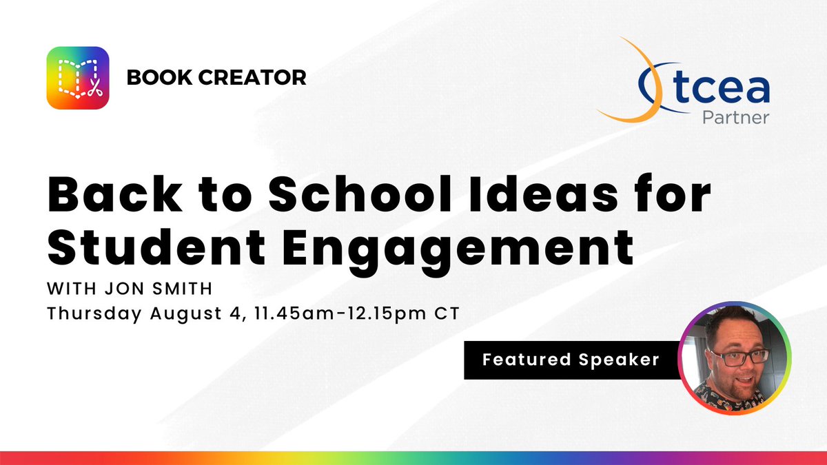 We've partnered with <a href="/TCEA/">TCEA</a> to bring you a special #BacktoSchool webinar on August 4. Join <a href="/theipodteacher/">Jon Smith</a> and dive into fun lesson ideas which will help to engage every learner back. 🏫

👀...<a href="/TCEA/">TCEA</a> Members can also join for free! 

Register at hubs.la/Q01hn9Xf0 #txed
