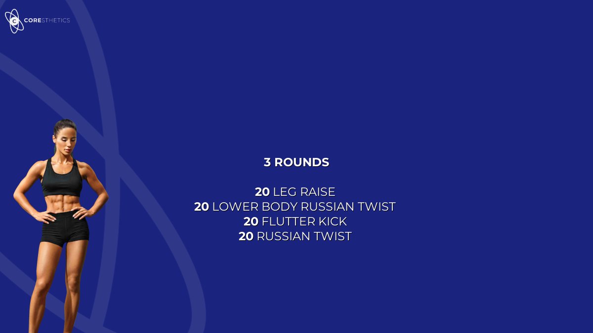 coresthetics's tweet photo. #Workout of the day. #coresthetics #legraise, #lowerbodyrussiantwist, #flutterkick, #russiantwist https://t.co/Zdse5K5X56