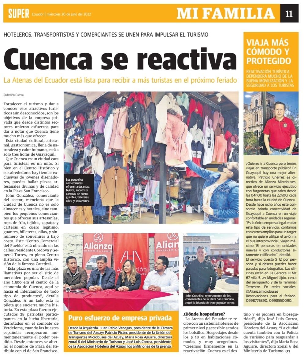 PachiCherrez's tweet photo. En un trabajo conjunto con la @CapturAzuay @AsoHotelAzuay  @AustroSur1 @AtrainCourier @juanvanegasv https://t.co/erjNiT9V18