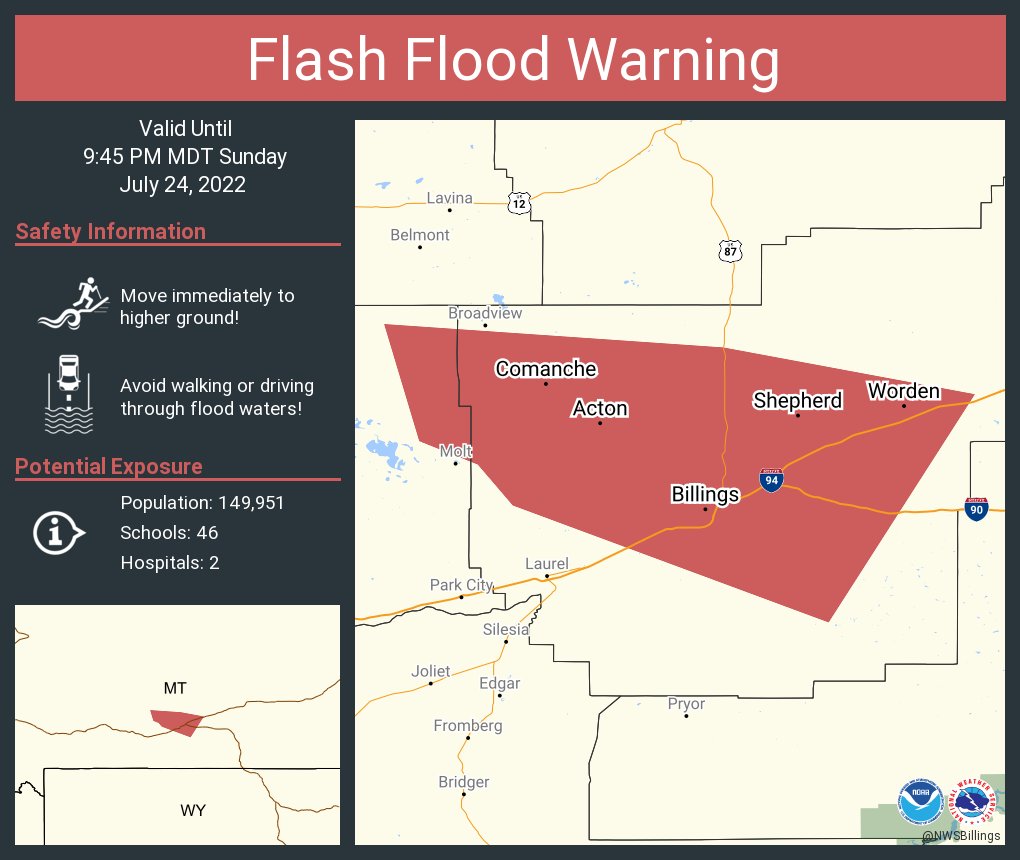 NWS Billings on Twitter "Flash Flood Warning including Billings MT