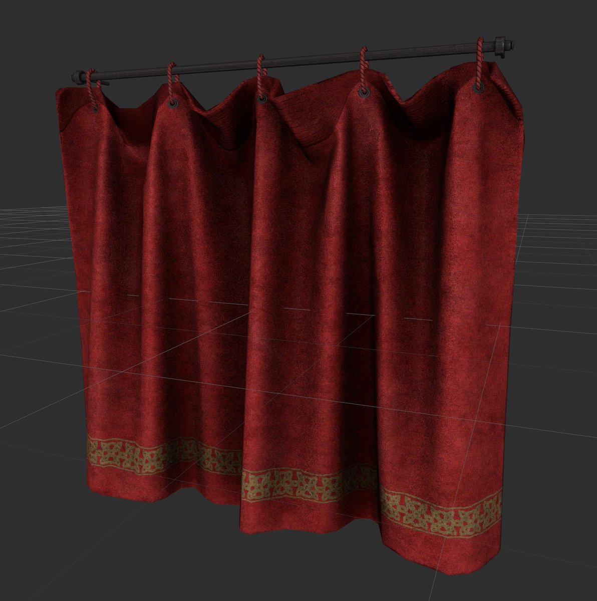 Weekend project to make some fancy curtains for <a href="/TESRSkyblivion/">Skyblivion</a>! Blender is the coolest. #b3d #Skyblivion