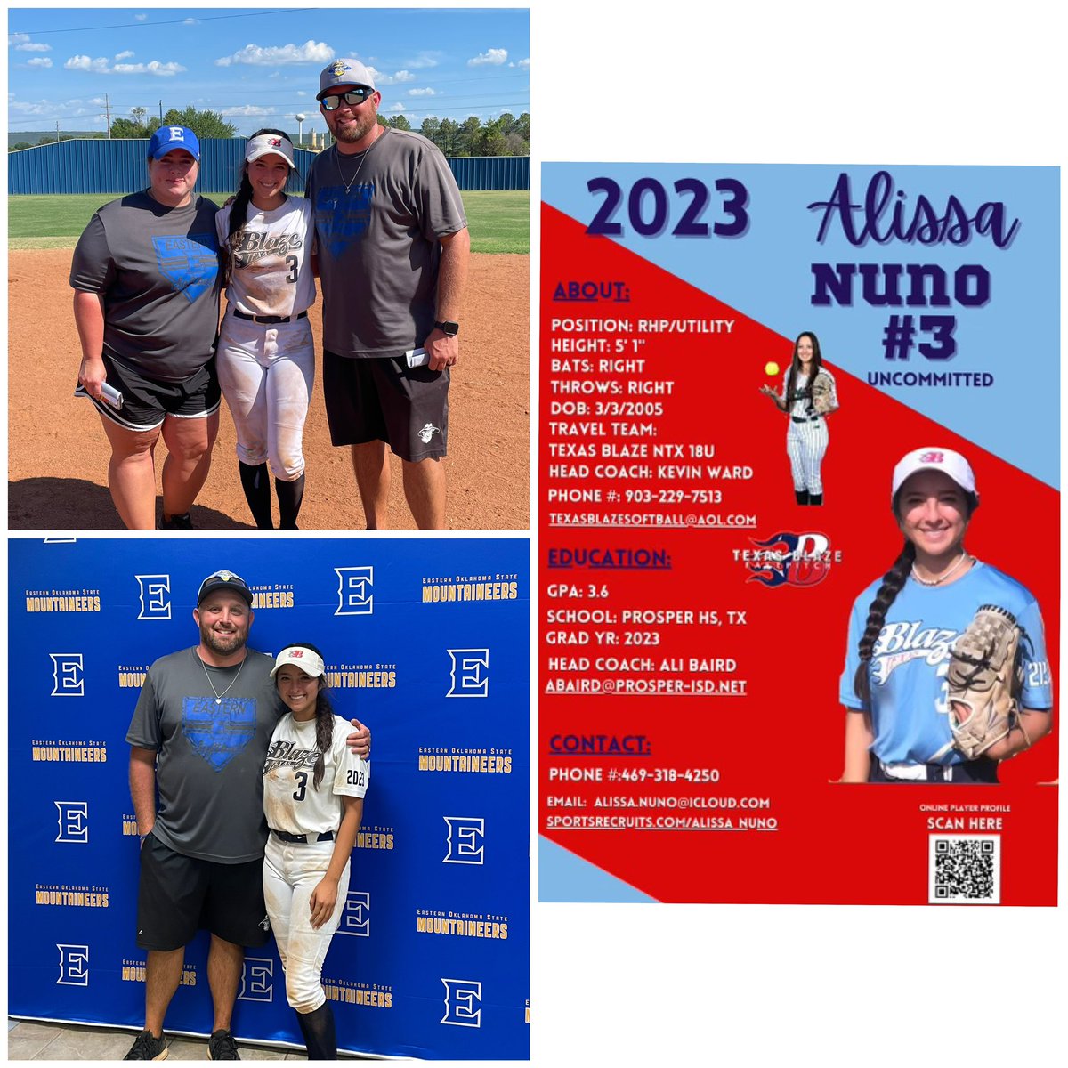 Had a great camp at <a href="/EOSC_Softball/">Eastern OK Softball</a> ! Thank you for the campus tour I had so much fun showing out today. Go mountaineers💙🤍