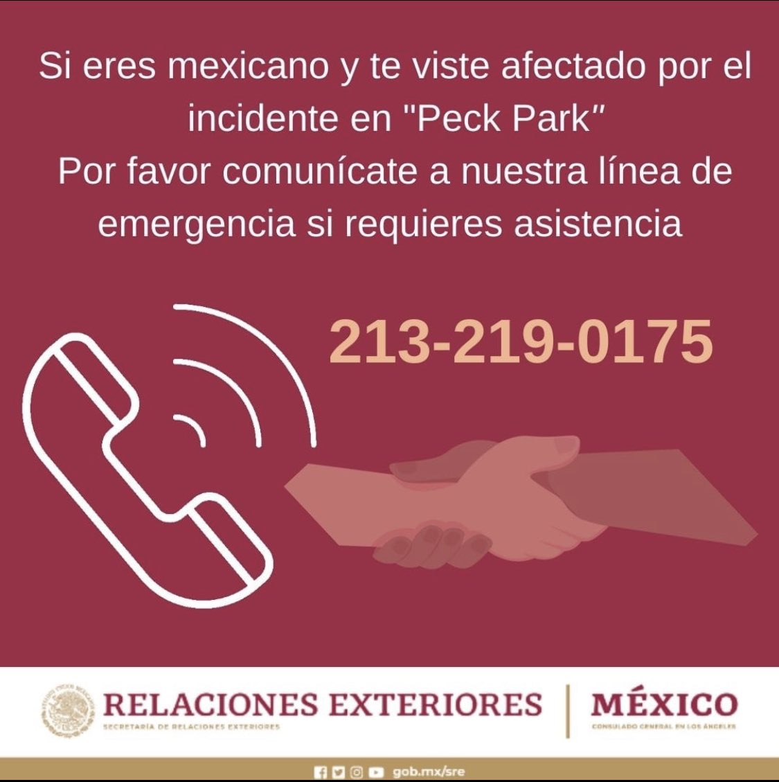 ⚠️Atención⚠️ Si eres mexicano y te viste afectado por el incidente en Peck Park comunícate con nosotros ⬇️ <a href="/XBorderAmb/">Ambassador Marcela Celorio</a> <a href="/vcalva/">Vanessa Calva Ruiz (she/ella)</a>
