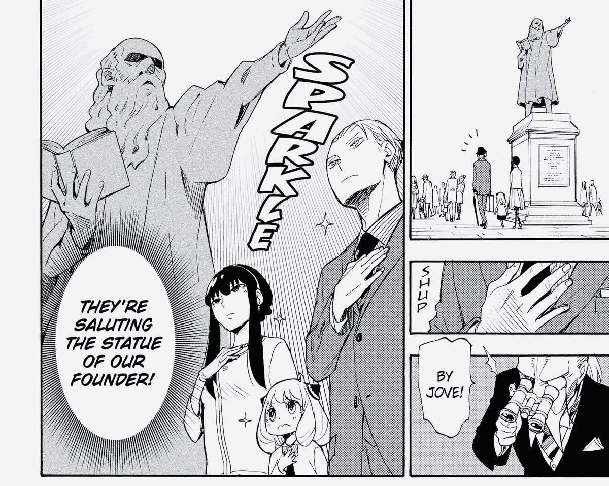 forgerarchive's tweet photo. 「 They’re saluting the statue of our founder! 」
#SPY_FAMILY   ×  chapter 4 https://t.co/w1eJ3ZGuYq