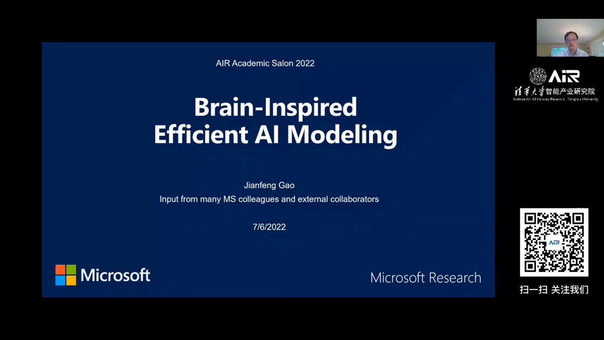 AIR Academic｜Microsoft Vice President Jianfeng Gao: Brain-inspired Efficient AI Modeling
Read More: mp.weixin.qq.com/s/GR9dLxM7SgcH…