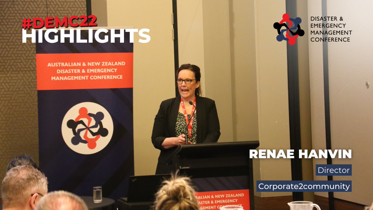 ,<a href="/corp2community/">Renae Hanvin</a> have been working on an innovative 18 month project to develop the ‘Business Community Resilience Toolkit’. This project has a core focus to keep businesses in business before, during and after disasters. #DEMC22