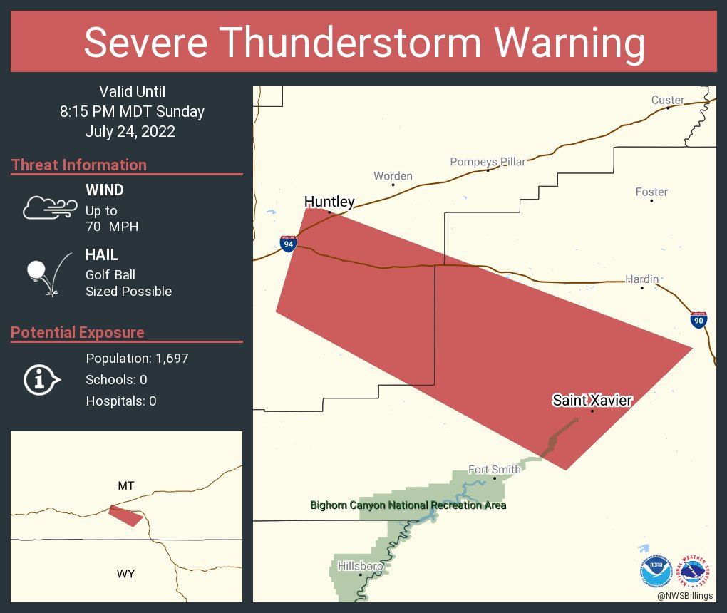 NWS Billings on Twitter "Severe Thunderstorm Warning continues for