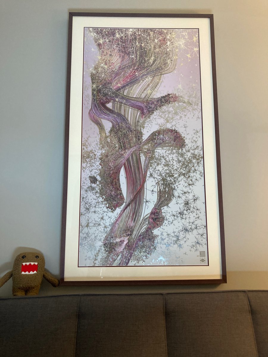 CL_Samstag's tweet image. It may not be 23k gold, enormous, or at Sotheby's, but we're still pretty stoked for our reflective Basal Ganglia print from @GDunnArt (Domo included for scale). It's difficult to capture the cool, subtle shimmer of the neurons

Everyone should check out his newest piece-amazing.
