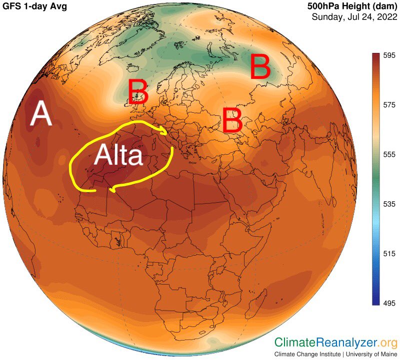 ChaacTlaloc's tweet photo. Nuevo domo de alta con onda de calor en España empujado aire cálido y seco desde el Noroeste de África https://t.co/QA46ZLOJNS