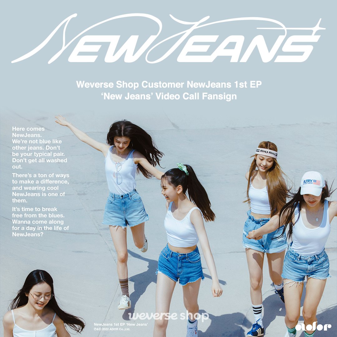 Weverse Shop on X: #NewJeans 1st EP [New Jeans] #WeverseShop Pre-order  Customer Video Call Fansign 💌 Join NewJeans' 1st fansign! 📆Mon. July 25,  11:00 AM - Sun. July 31, 11:59 PM (KST)