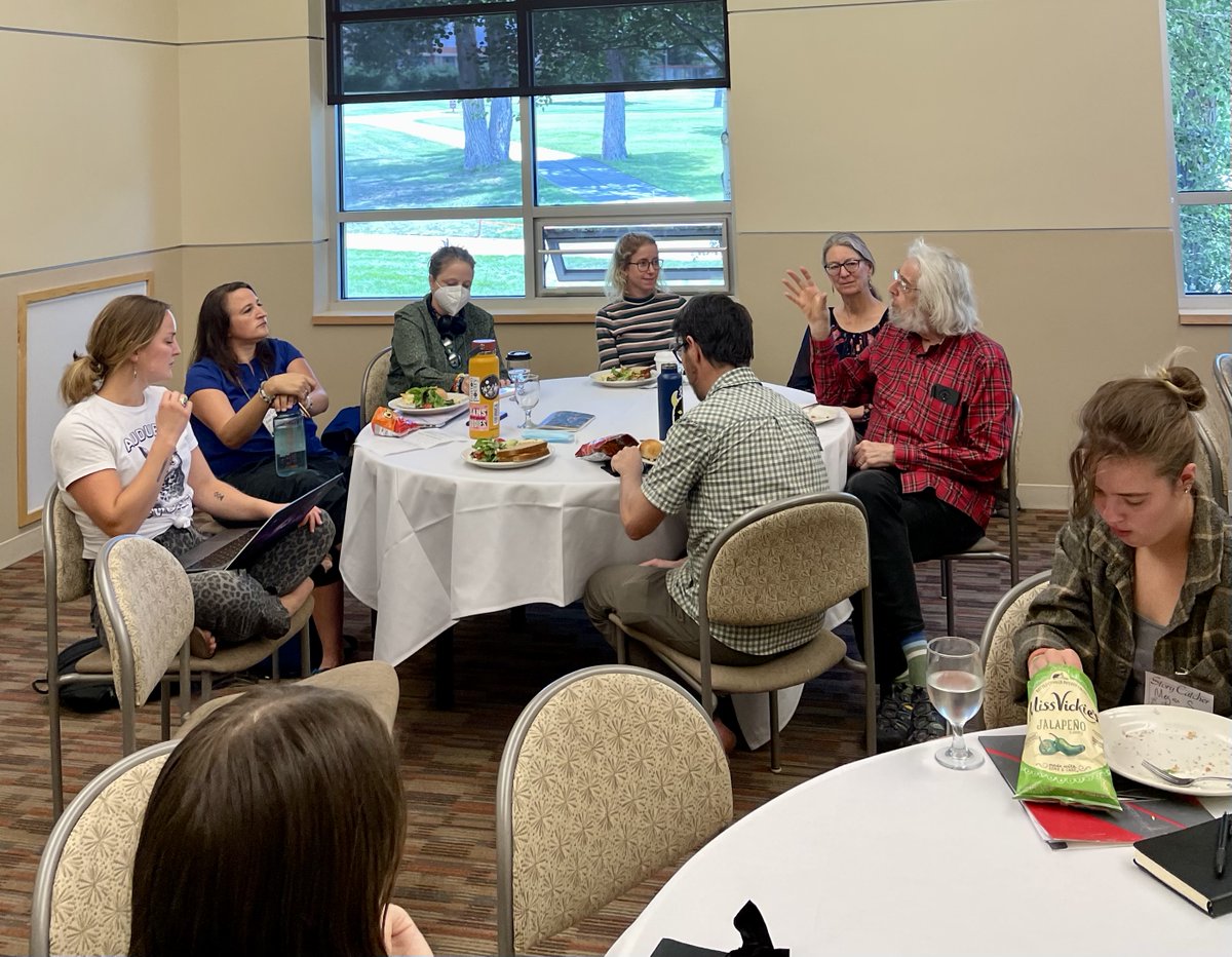storycatchfest's tweet photo. Great conversations about "The Next Chapter" in the writing lives of our Story Catchers during a lunch roundtable. Thanks to our writing faculty and Western MFA students for leading the discussion. #storycatcher22 https://t.co/dMIsxvh7BS https://t.co/zFINRtvXGz
