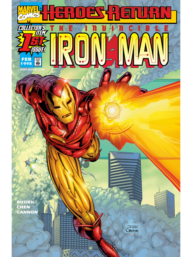 ClassicMarvel_'s tweet photo. Iron Man #1 cover dated February 1998. https://t.co/rmE4kVU4mq