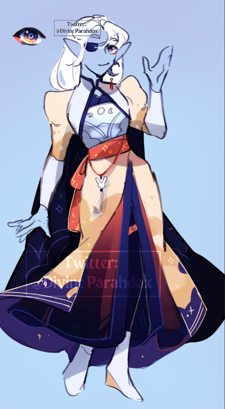 DivineParahdox's tweet photo. 🌙new dnd character design just dropped - Hwyluan (she/they) https://t.co/r41ekKVsoq