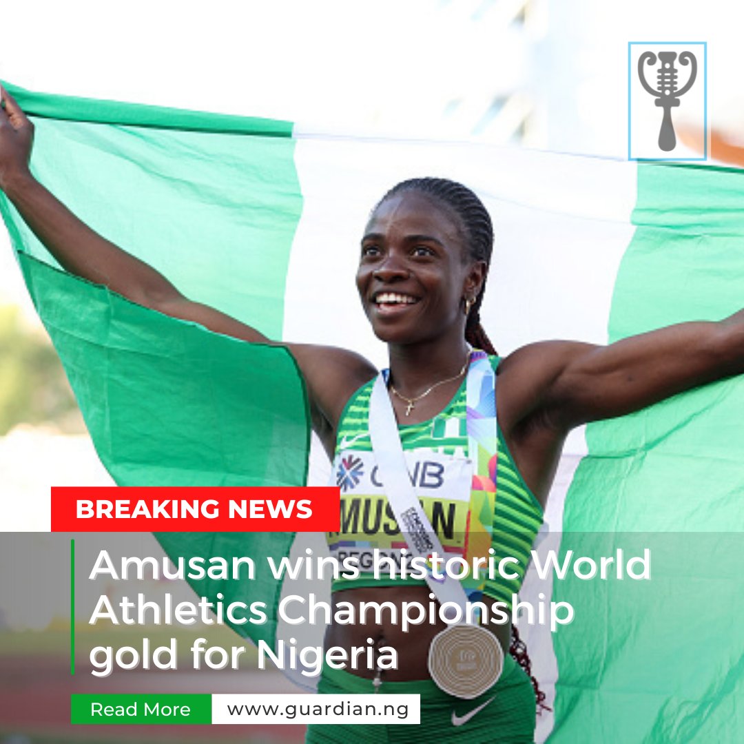 GuardianNigeria's tweet photo. World record holder Tobi Amusan has won the 100m hurdles gold at the #WorldAthleticsChamps, doing it by going faster than the 12.12s she ran in the semis. Her 12.06s in the final wasn’t recognised as a world record though owing to the over 2m/s wind speed. 

#TobiAmusan #Nigeria https://t.co/PYQ3f1SUmQ